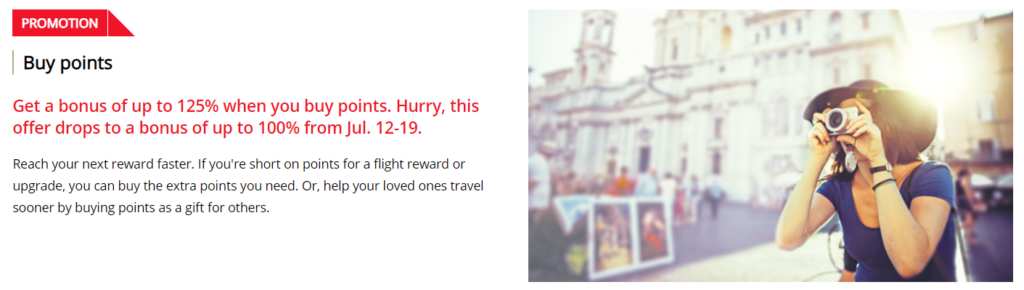 Aeroplan oferece até 125% de bônus na compra de pontos