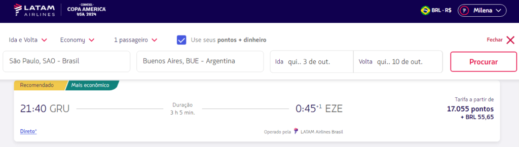 Consigo viajar com pontos acumulados apenas no cartão de crédito?