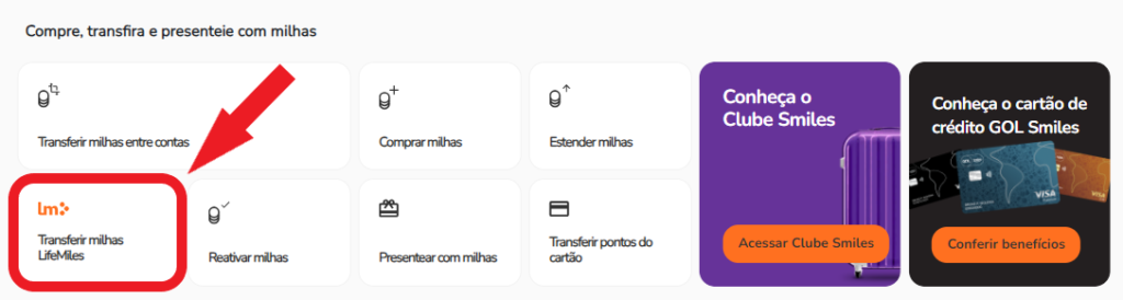 Transferir milhas LifeMiles