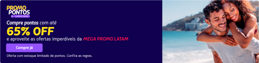 Compra de pontos Latam Pass com até 65% de desconto.