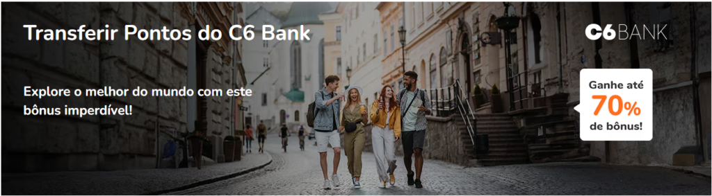 Promoção de transferência bonificada do C6 Bank para a Smiles