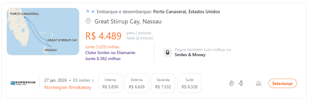 Como acumular milhas Smiles cruzeiros