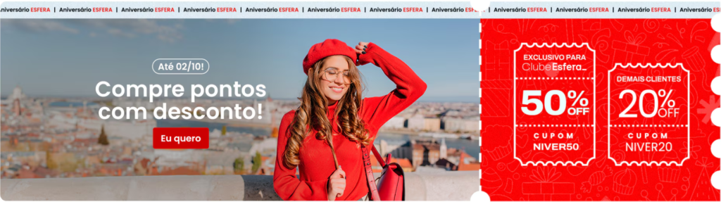 Compra de pontos Esfera com até 50% de desconto para assinantes do Clube Esfera