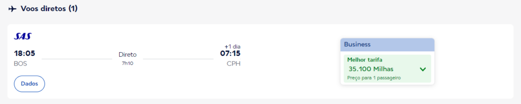 Resgate com a SAS de Boston para Copenhague