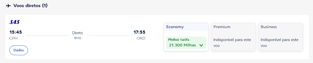 Resgate com a SAS de Copenhague para Chicago