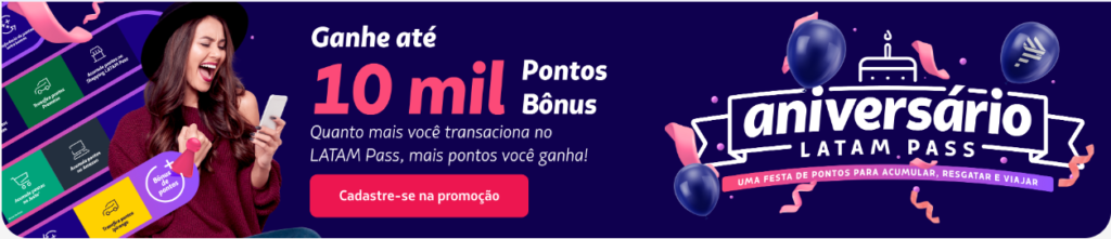 Ganhe até 10.000 pontos bônus Latam Pass por movimentar a sua conta