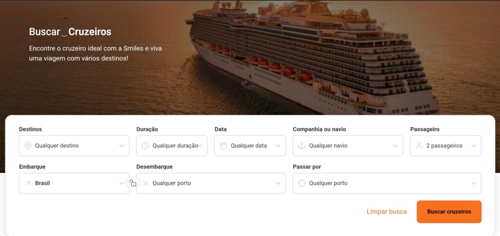 Como reservar viagens de cruzeiro com milhas Smiles