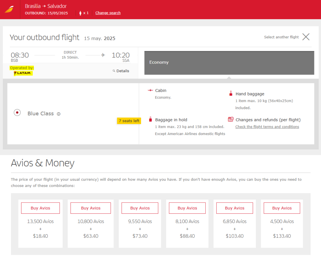 voos dentro do Brasil com tabela fixa