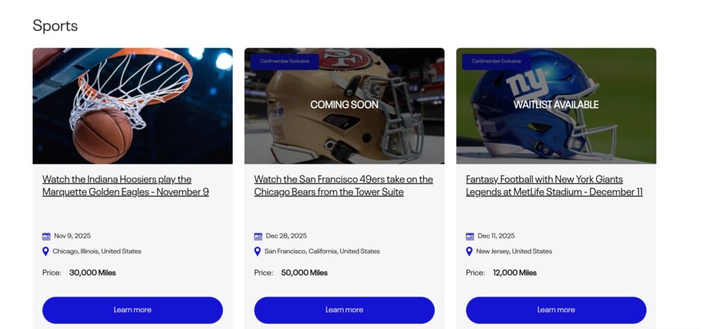 milhas por ingressos esportivos nos EUA