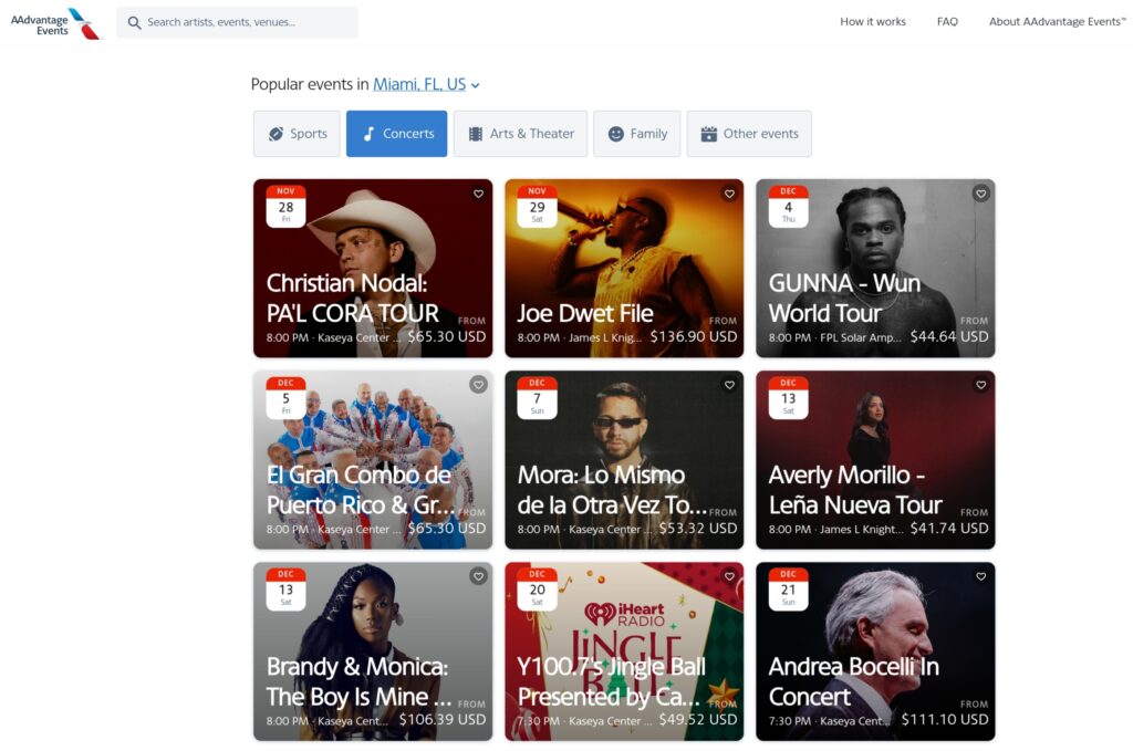 ingressos para shows com milhas